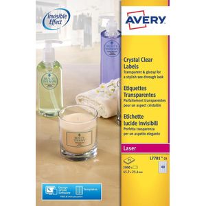Avery Zweckform L7781-25 crystal clear etiketten 45,7 x 25,4 mm (1000 etiketten)