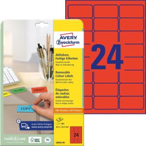 AVERY Zweckform Etiketten L6034-20 rot 63,5 x 33,9 mm