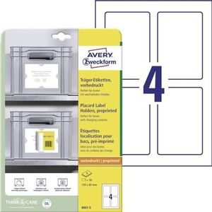 Positioneer etiket Avery voorbedrukt 120x80mm 5 vel 4 etiketten per vel 3-talig