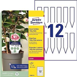 AVERY Zweckform T3005-10 Lot de 120 panneaux à mailles résistantes aux intempéries (100 x 20 mm au format A4, panneaux de plantes imprimables des deux côtés, résistants aux déchirures, durables,