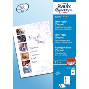 Avery 2579-100 - Inkjet - A4 - White - 100 sheets - Canon - Epson - HP - Lexmark standard inkjet printers - 210 mm