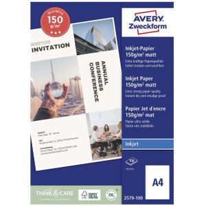 Avery Zweckform - Art. 2579-100 - Inkjetpapier - Wit - 100 Vellen - 150 g/m² - Eenzijdig Gecoat