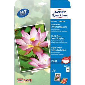 AVERY Zweckform - 2482-20 - Premium Inkjet-Fotopapier - A4 - 20 Vellen - 300 g/m² - Glanzend
