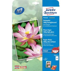 Avery-Zweckform Premium Photo Paper Inkjet 2482-20 Fotopapier DIN A4 300 g/m² 20 vellen Hoogglans