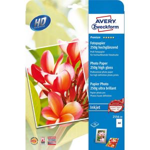 Avery Zweckform Premium Inkjet Fotopapier A4 (210×297 mm) Hoogglans Wit papier voor inkjetprinter