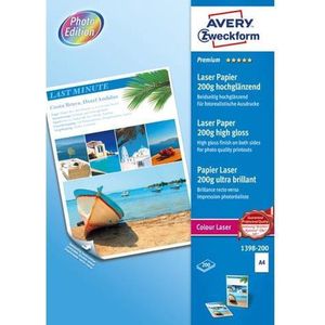 Avery-Zweckform Premium Laser Paper 200g high gloss 1398-200 Laserprintpapier DIN A4 200 g/m² 200 vellen Wit