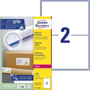 Avery L7168-100, Weiß, Rechteck, Dauerhaft, DIN A4, Universal, Papier