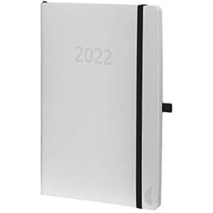 Chronoplan 50972 agenda agenda 2022, in handig mini-formaat (ca. A6, 95 x 140 mm) met softcover, weekplanner (1 week op 2 pagina's, met penlus, eenmerkband, rubberen sluiting), wit