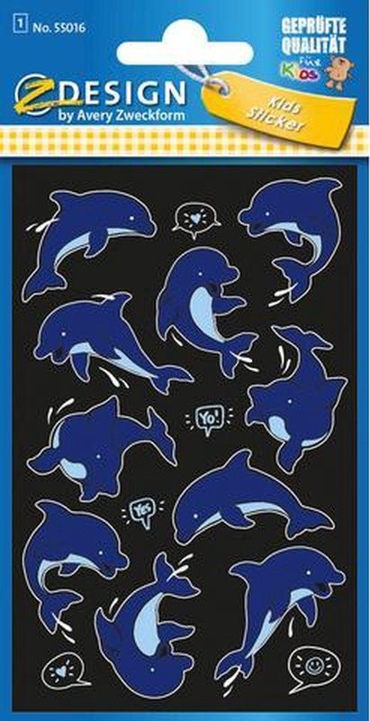 Neon Sticker Folie Delfine blau wei&#223; 14 Aufkleber