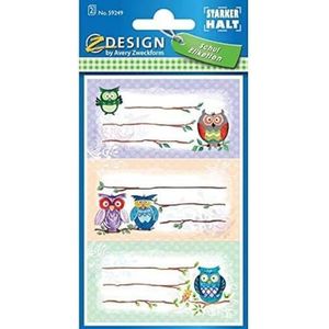 10 x Z-Design Buchetikett Papier 76x120mm 2 Bogen Motiv Eule