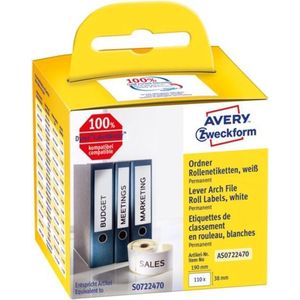 Avery-Zweckform Rol met etiketten Compatibel vervangt DYMO, Seiko 99018, S0722470 190 x 38 mm Papier Wit 110 stuk(s) Pe
