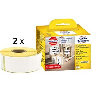 AVERY Zweckform A1933081 Dymo LabelWriter weerbestendige etiketten, compatibel met 1933081, 25 x 89 mm, 2 rollen, 700 kunststof stickers, zelfklevend, voor LW Dymo labelprinter, labelapparaat