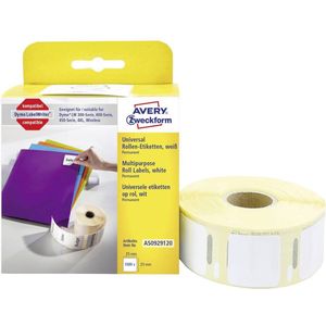 Avery-Zweckform AS0929120 Etiketten 25 x 25 mm Papier Wit 1000 stuk(s) Permanent hechtend Universele etiketten