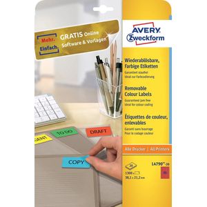 Avery Zweckform - L4790-20 - Etiket - Rood - 38.1x21.2mm - 1300 Stuks