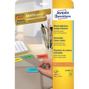 Avery Zweckform Etiketten 38,1 x 21,2 mm voor inkjet-/laserprinter/verwijderbaar/kopieerapparaat geel