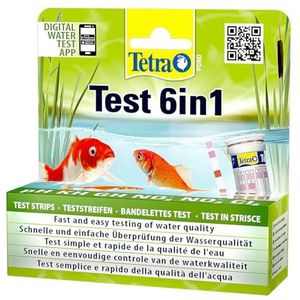 Tetra Pond Test 6-in-1 - watertest voor de vijver, snelle en eenvoudige controle van de waterkwaliteit in de tuinvijver, 1 blik (25 teststrips)