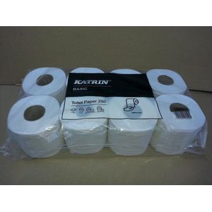 Katrin toiletpapier, 2-laags, 250 vel, pak van 8 rollen - 169505