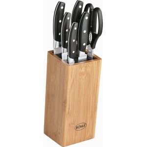 Messenblok, 5 Messen, 1 Schaar, Bamboe - Rösles-sCuisine