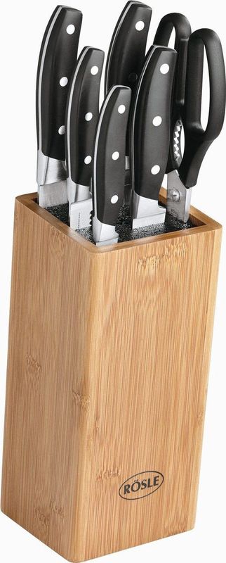 Messenblok, 5 Messen, 1 Schaar, Bamboe - Rösles-sCuisine