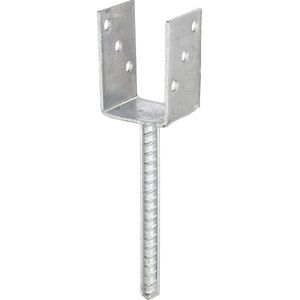 Alberts 214258 U-paalhouder | met betonanker van wapeningsstaal | thermisch verzinkt | vrije breedte 81 mm | lengte betonanker 200 mm