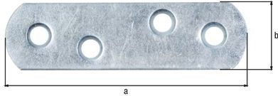 Gust - Alberts Platte Connector - Galvanisch Blauw Verzinkt - 57 mm x 16 mm - 4 Gaten