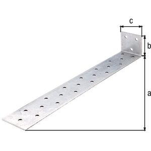 Alberts - Plat Stalen Betonanker - Verzinkt - 285 x 40 x 40 mm - Materiaal: Staal