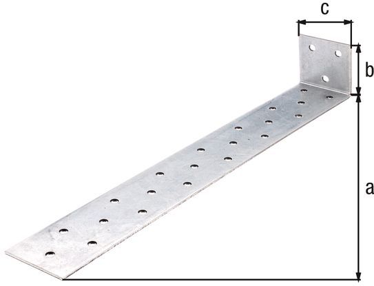 Alberts - Plat Stalen Betonanker - Verzinkt - 285 x 40 x 40 mm - Materiaal: Staal
