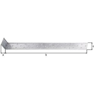 Alberts 332204 platte stalen betonanker | sendzimir verzinkt | voor inbetonneren | 400 x 40 x 40 mm