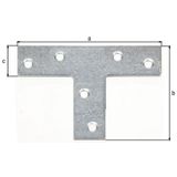 GAH Alberts - Platte Connector - T-Vorm - Staal - Verzonken Schroefgaten - 6 Gaten