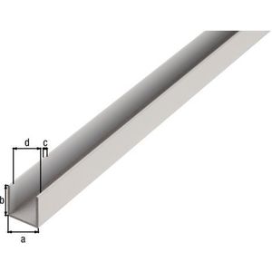 BA-Profil, U-Form, Alu natur, LxBxHxS 2000 x 20 x 20 x 1,5 mm - Alberts