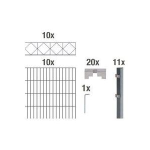 GAH Alberts Dubbelstaafmat hekwerk Bergen antraciet, hoogte: 100-160cm, totale lengte: 10-20m, voor plaatsing in beton (set)