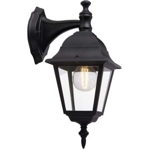 Brilliant Newport buitenwandlamp, 60 W, zwart, 34 x 22 cm, tuinverlichting voor ledlampen, regen- en spatwaterdicht conform IP 23 44282/06