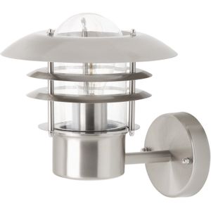 Brilliant Außen-Wandleuchte "TERRENCE", 1 flammig, Leuchtmittel E27  ohne Leuchtmittel, 25 cm Höhe, Ø 22 cm, E27, Haustürbeleuchtung, Metall/Glas, edelstahl