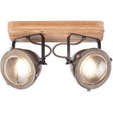 Lampe Carmen Wood Spotbalken 2flg burned steel/holz 2x PAR51, GU10, 5W, geeignet für Reflektorlampen (nicht enthalten) Köpfe schwenkbar - Brilliant