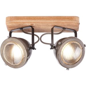 BRILLIANT Lampe Carmen Wood Spotbalken 2flg burned steel/holz  2x PAR51, GU10, 5W, geeignet für Reflektorlampen (nicht enthalten)  Köpfe schwenkbar