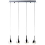 Brilliant Pendelleuchte Frizzante, LED fest integriert, Warmweiß, LED Hängelampe 4flg chrom easyDim