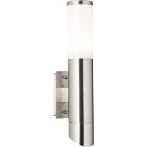 Brillant | Ellary buiten wandlamp 2-vlammig Up/Down RVS | 1x A60, E27, 4W, geschikt voor normale lampen (niet meegeleverd)