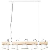 Brilliant - Lampe Plow Pendelleuchte 5flg weiß/holz hell 5x A60, E27, 10W, geeignet für Normallampen (nicht enthalten) Köpfe schwenkbar
