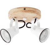 Brilliant Deckenspots »Seed«, 2 flammig, Leuchtmittel GU10  ohne Leuchtmittel, 23 cm Ausladung, 2 x GU10, schwenkbar, Metall/Holz, weiß/holz hell