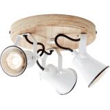 Brilliant Deckenspots »Seed«, 3 flammig, Leuchtmittel GU10  ohne Leuchtmittel, Ã˜ 28 cm, 3 x GU10, schwenkbar, Metall/Holz, weiß/holz hell