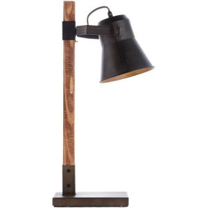 Brilliant Tafellamp Plow, zwart/hout donker