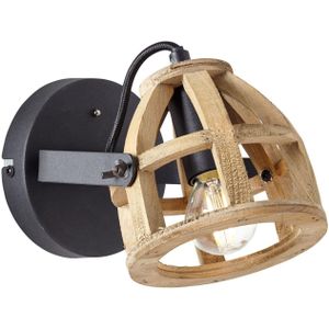 BRILLIANT Lampe Matrix Wood Wandspot schwarz/natur  1x D45, E14, 40W, geeignet für Tropfenlampen nicht enthalten  Kopf schwenkbar  Für LED-Leuchtmittel geeignet