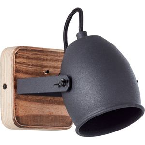 BRILLIANT Lampe, Crowton Wandspot kohlenschwarz/holz, Metall/Holz, 1x PAR51, GU10, 6W,Reflektorlampen (nicht enthalten)