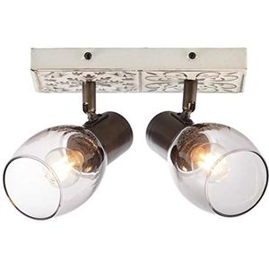 BRILLIANT Tolosa spot bar 2-vlammen crème/rookglas binnenverlichting, spots, balken | 2x D45, E14, 6W, geschikt voor hanglampen (niet inbegrepen) | A ++ | Draaibare hoofden