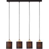 Brilliant Pendelleuchte »Vonnie«, 4 flammig, Leuchtmittel E27  ohne Leuchtmittel, Stoffschirme, 111cm Höhe, 80 cm Breite, 4 x E27, kürzbar, schwarz/holz
