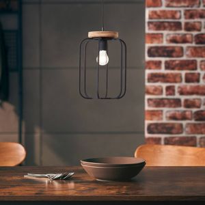 Brilliant Hanglamp Tosh met houtdetail, 1-lamp