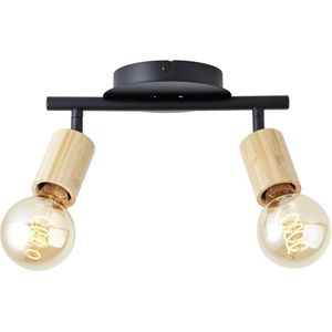 Brilliant lamp Tiffany spotlight buis 2-lamps zwart mat/natuurlijk bruin 2x A60, E27, 28 W