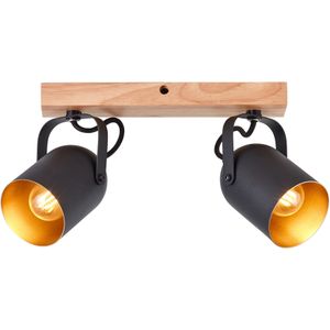 Brilliant Tronte plafondspot, lengte 37,5 cm, zwart/goud, 2-lamps.