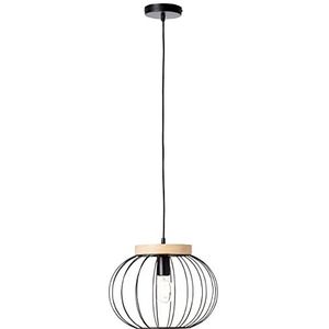 Brilliant 1 x hanglamp in neo-stijl, in hoogte verstelbaar, FSC-gecertificeerd met inkortbare kabel van metaal/hout, Ø 36 cm en hoogte 1,3 m