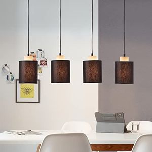 Brilliant Hanglamp 4 lampen hanglamp in hoogte verstelbaar FSC-gecertificeerd metaal hout textiel zwart hout 111 x 80 cm
